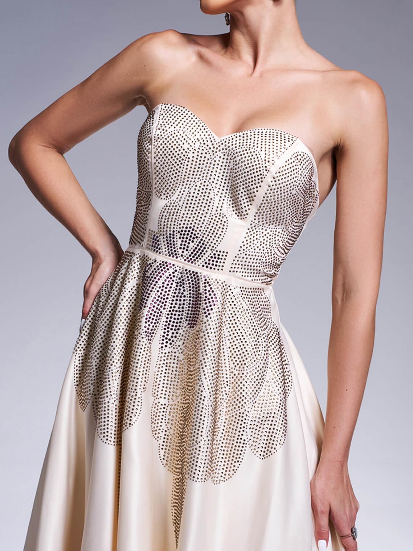 Strapless Rhinestone Corset Prom Dress RJ11900