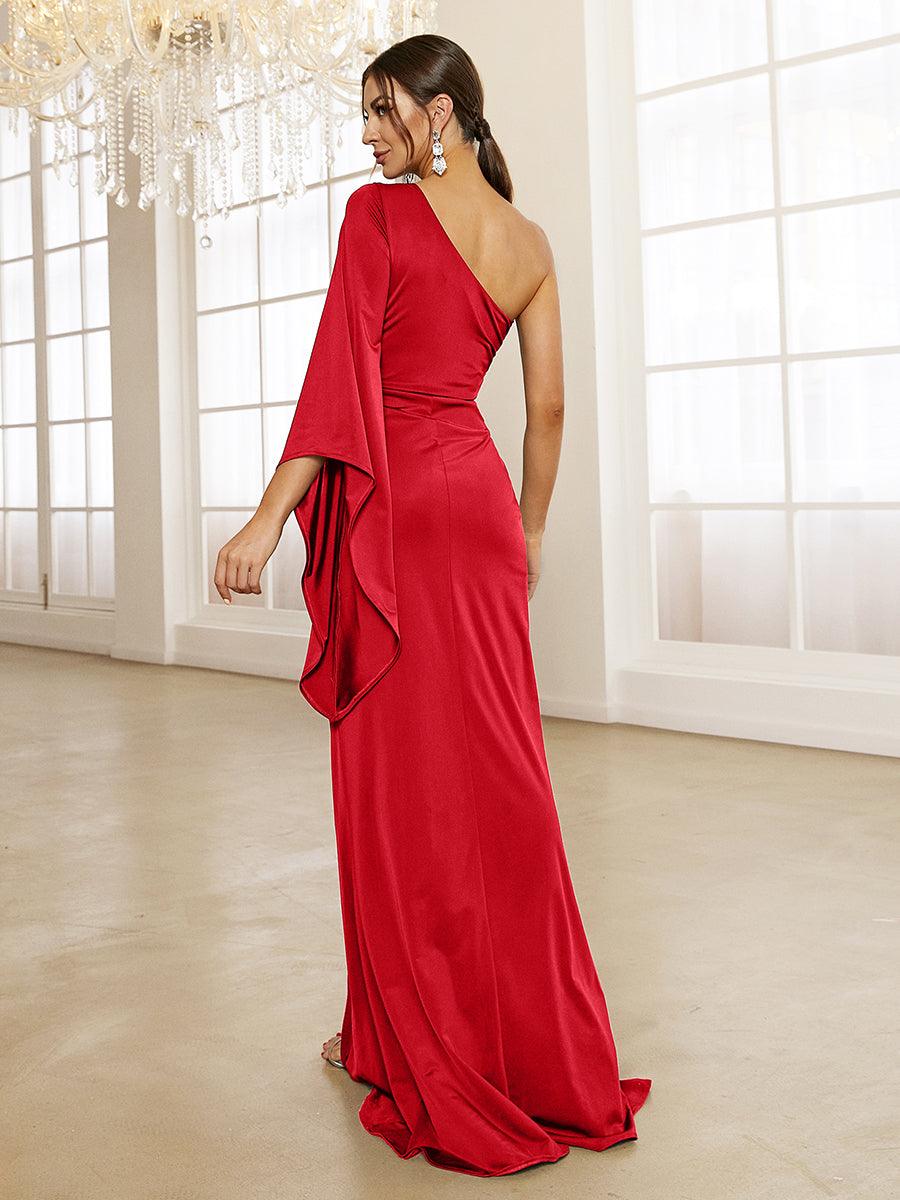 One Shoulder Split Maxi Blue Mermaid Dress XH2245