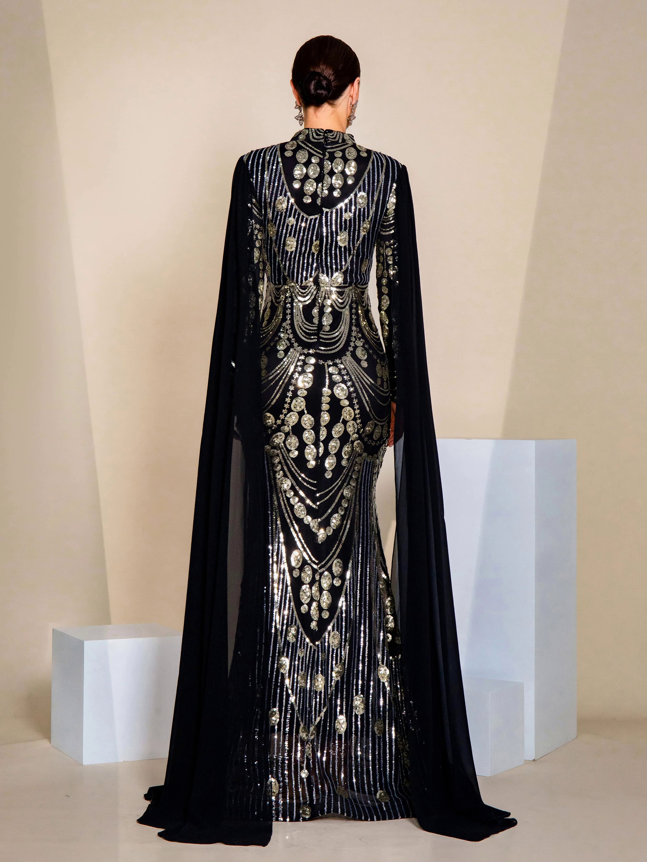 Stand Collar Full Cover Formal Dress MES00614