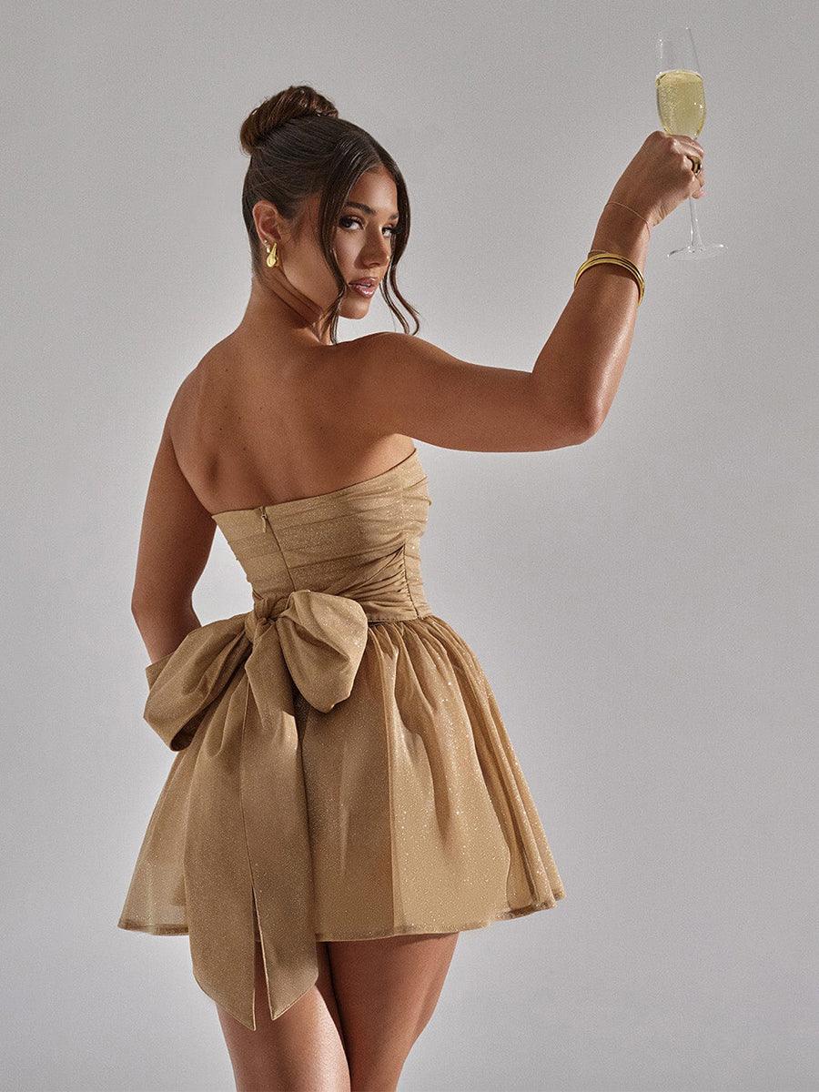 Ruched Strapless A-line Party Dress MCW1193