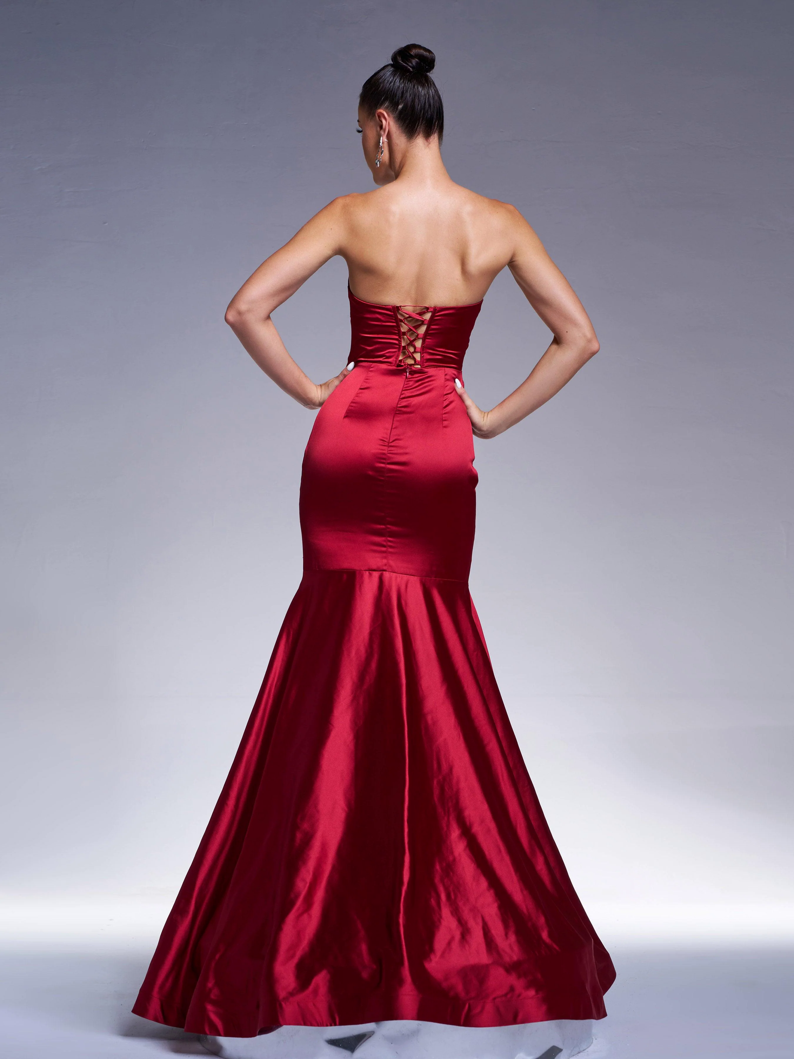 Red Strapless Embroidered Mermaid Evening Dress RX70101