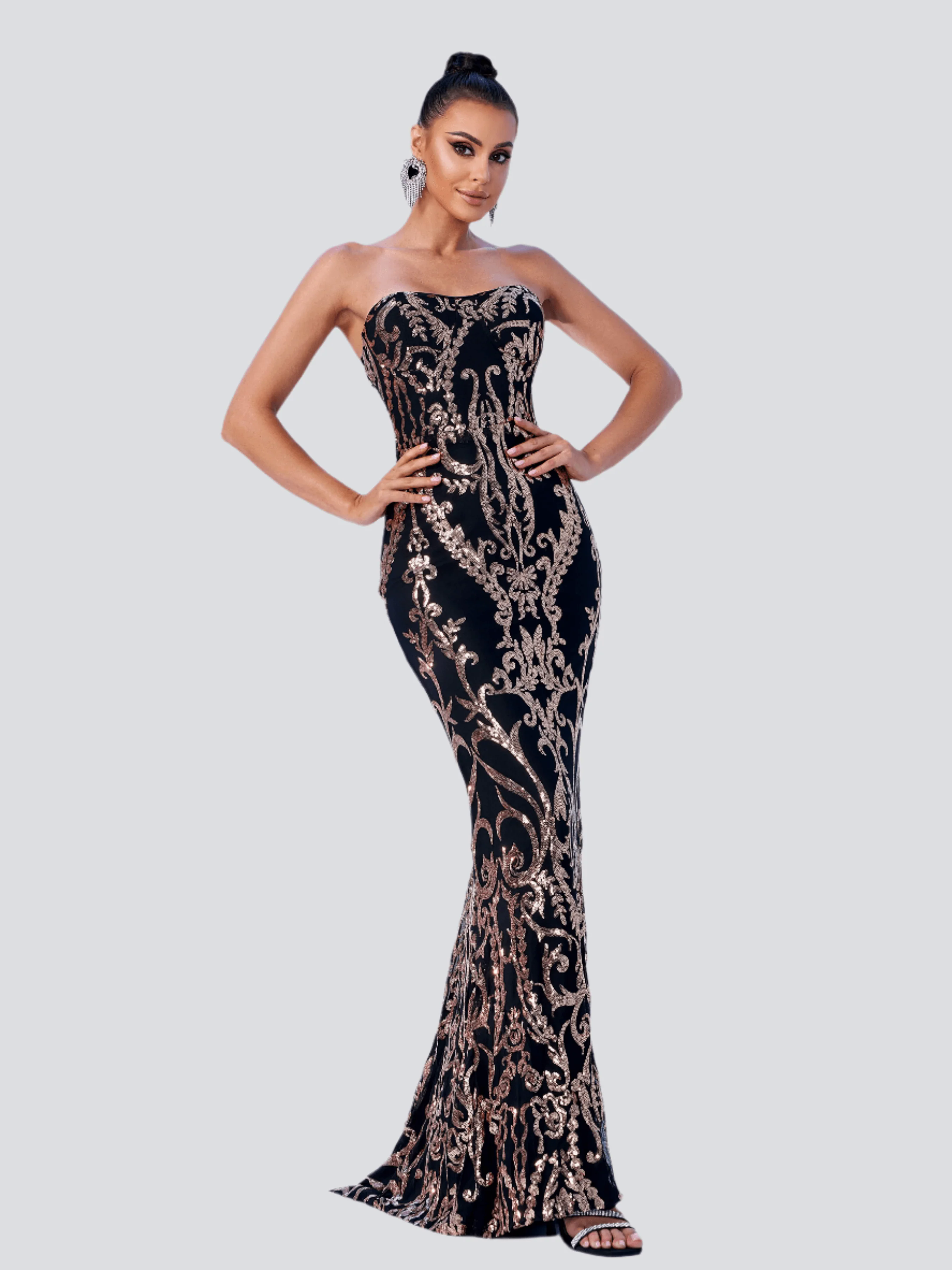 Strapless Maxi Sequin Dress FT8888