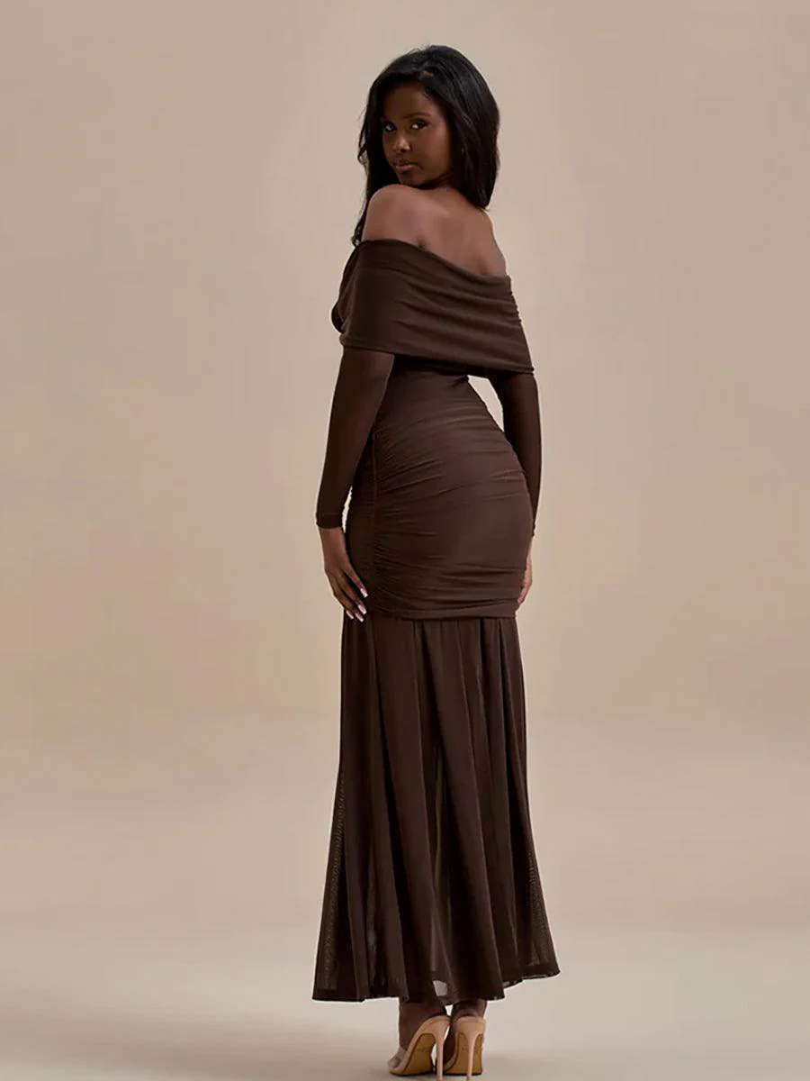 Off Shoulder Floral Flounce Prom Dress MYC2028