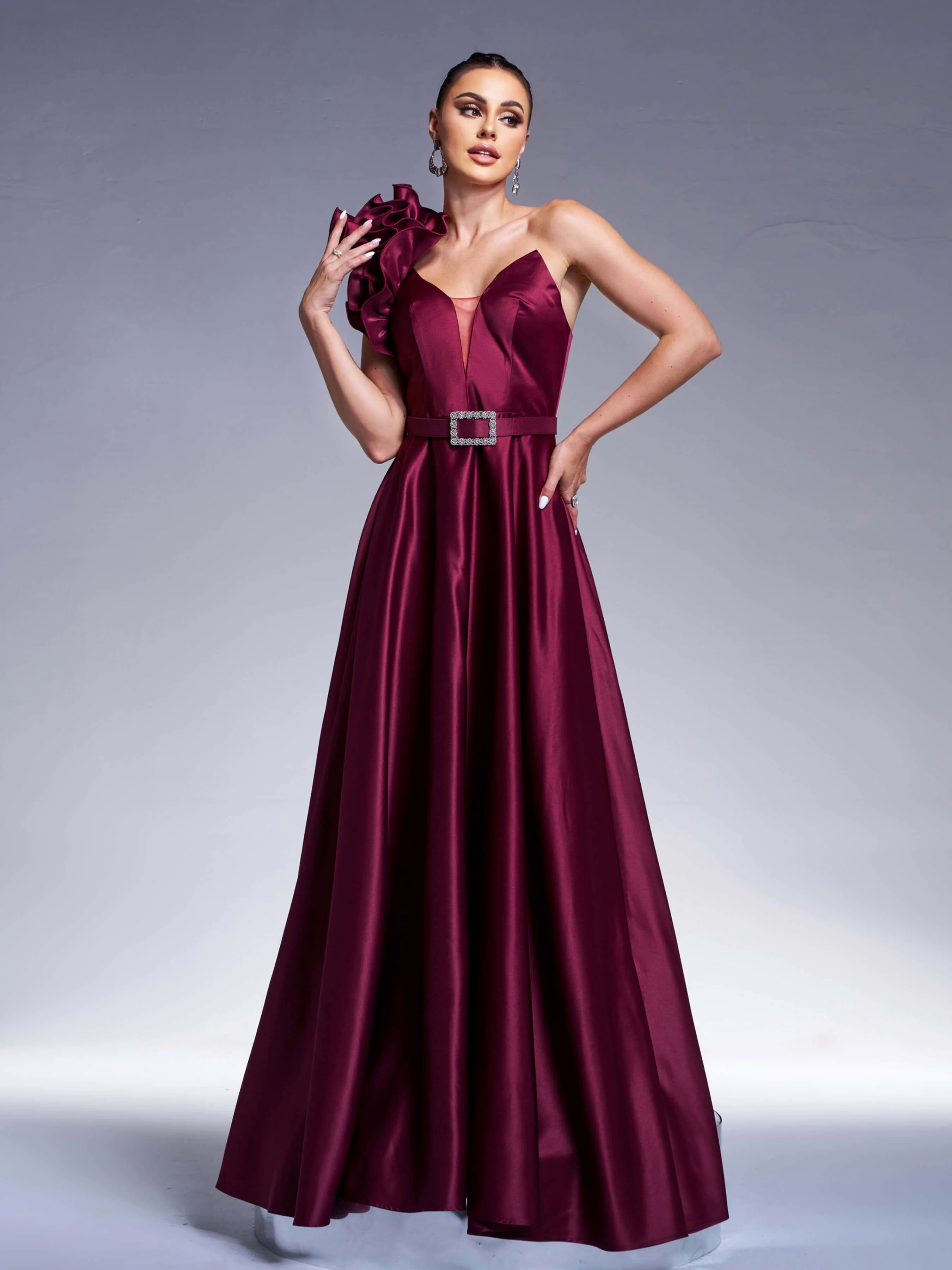 Floral One Shoulder A-line Prom Dress RJ12022