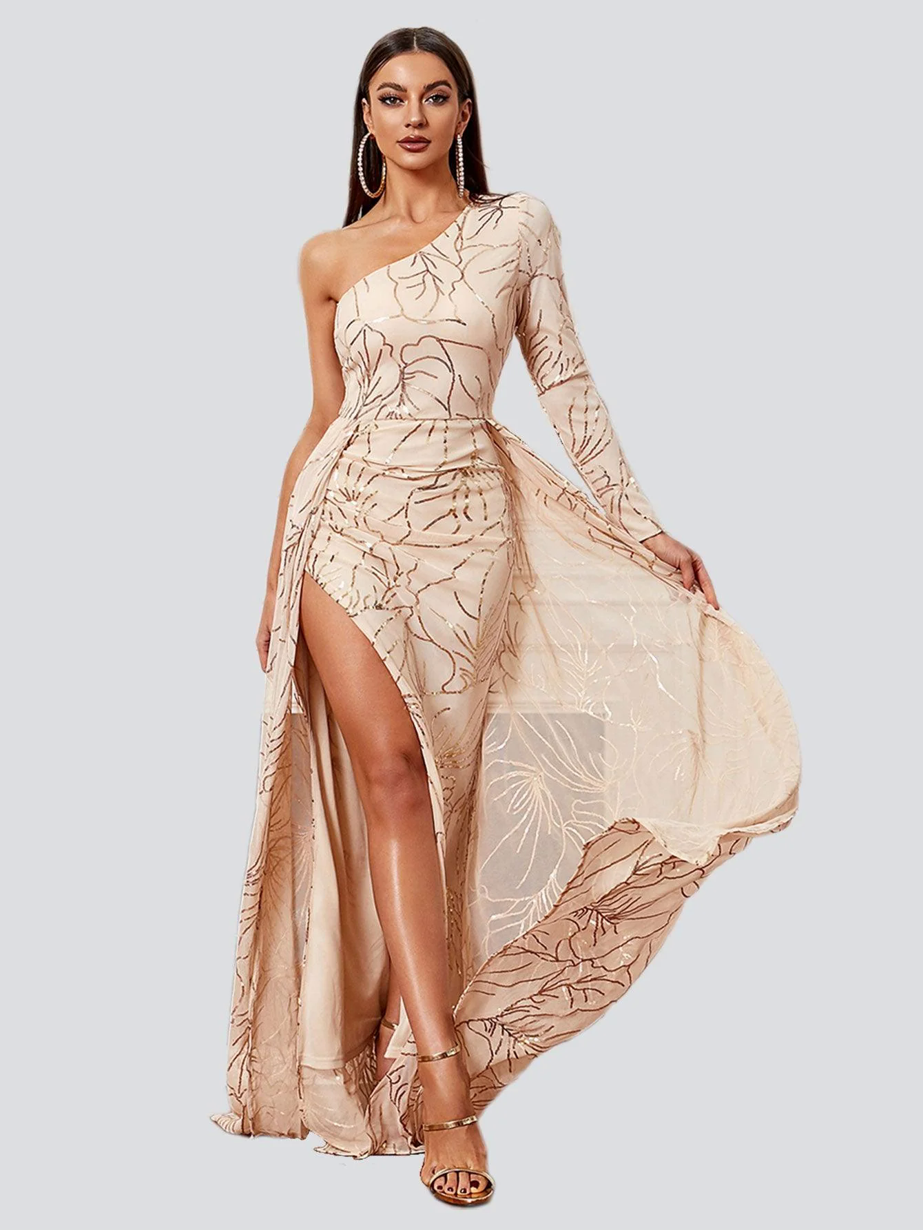 Formal One Shoulder Split A Line Dress XJ987