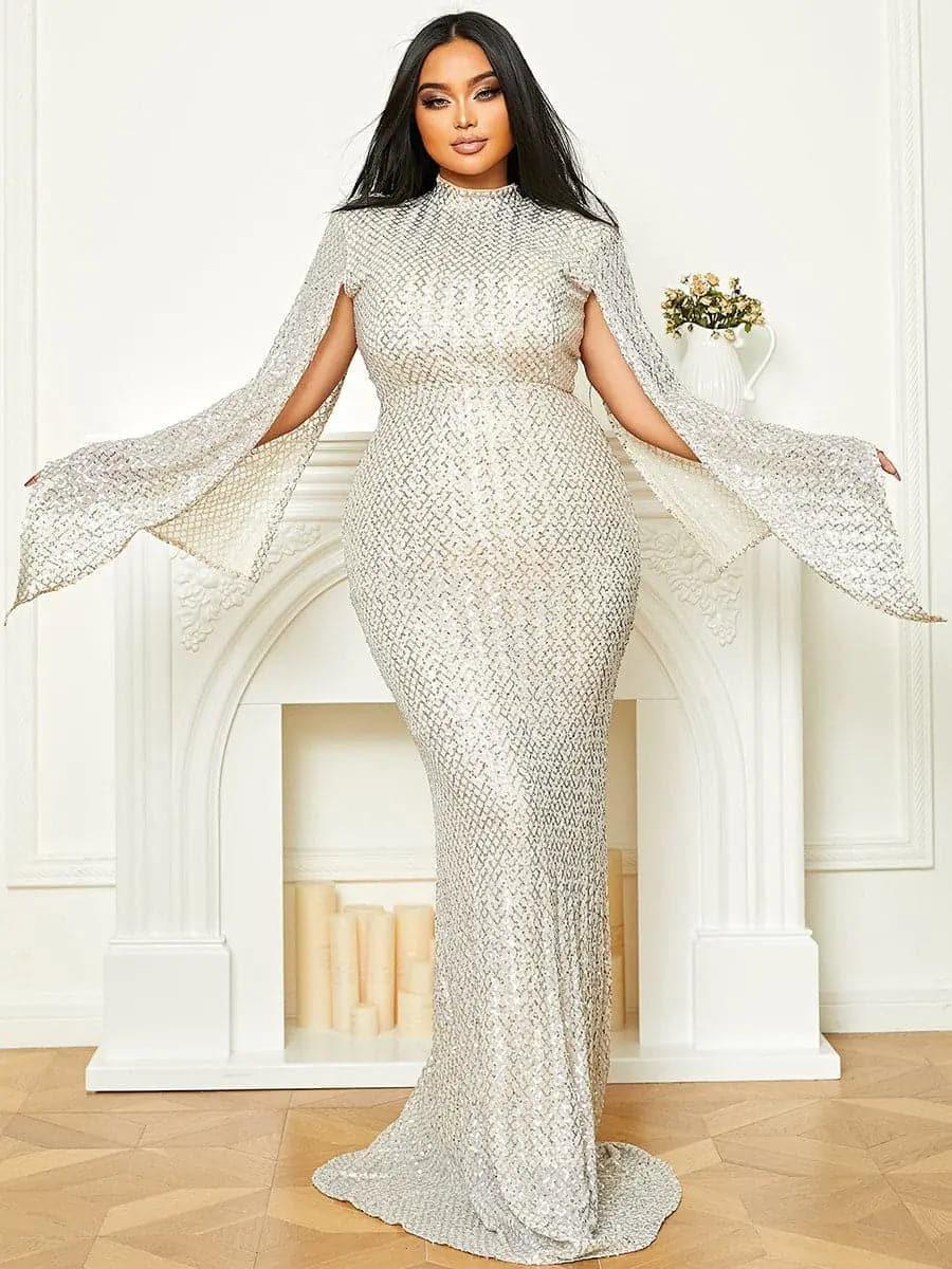 Glitter Bell Sleeve Mermaid Dress XJ1263