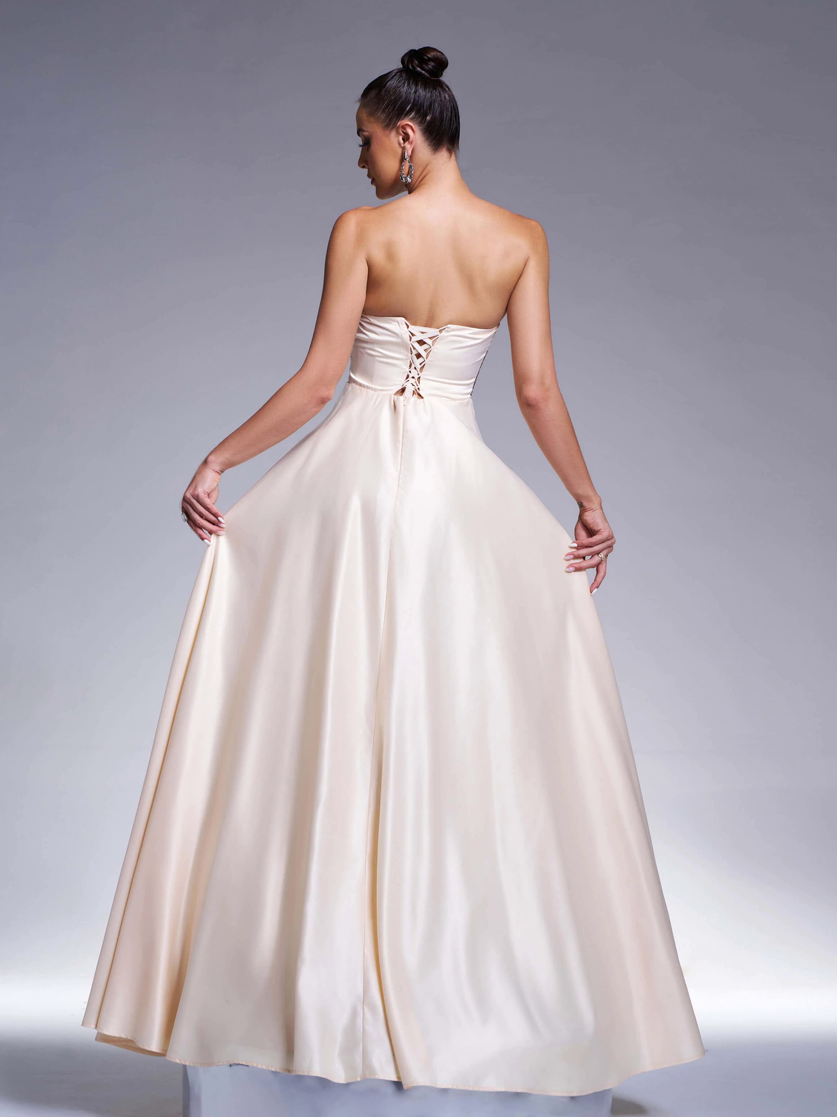 Strapless Rhinestone Corset Prom Dress RJ11900