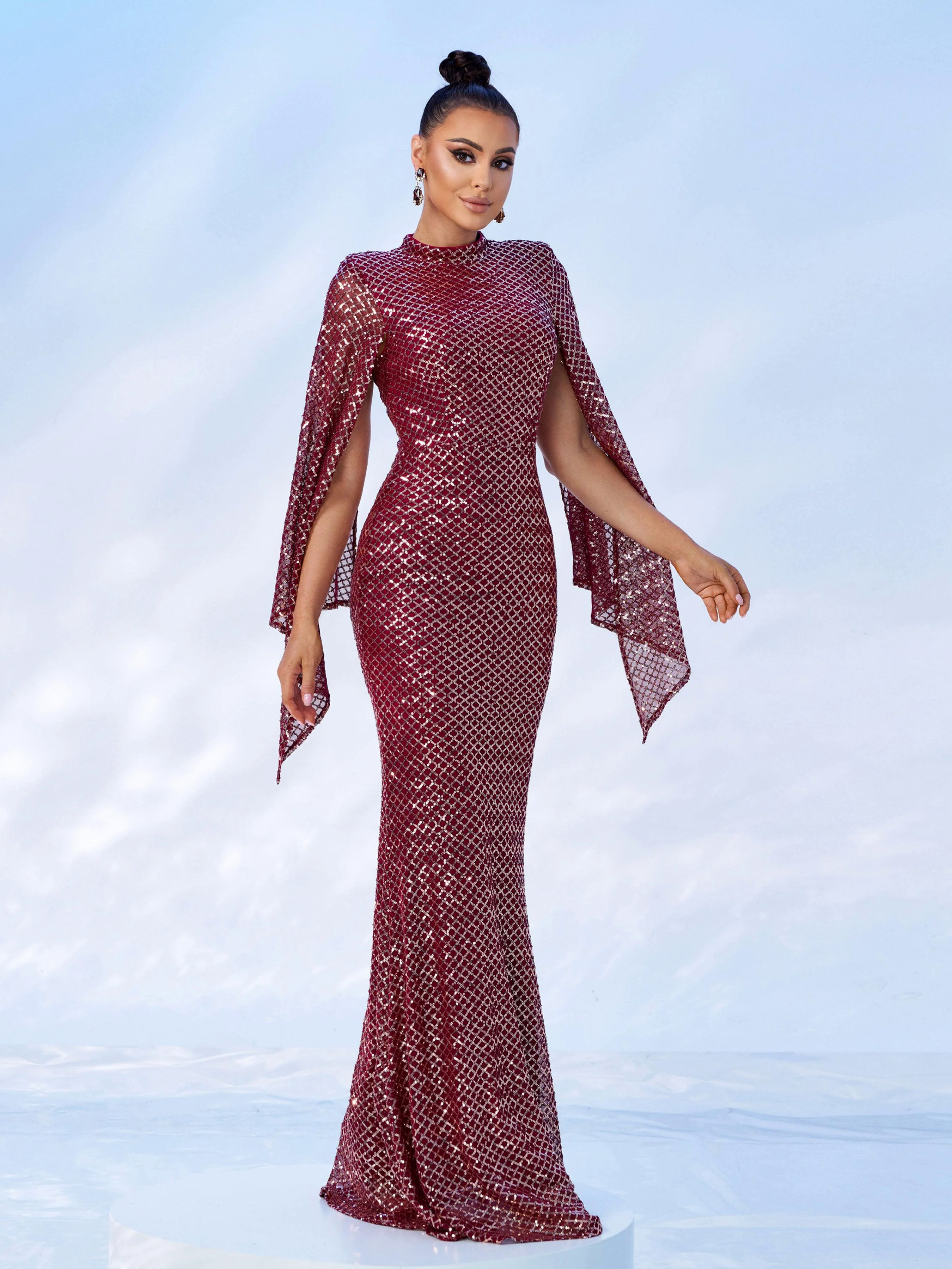 Glitter Bell Sleeve Mermaid Dress XJ1263