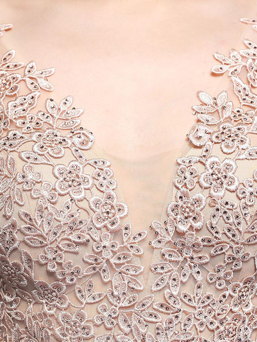 V-neck Sleeveless Embroidered Evening Dress MCW0951