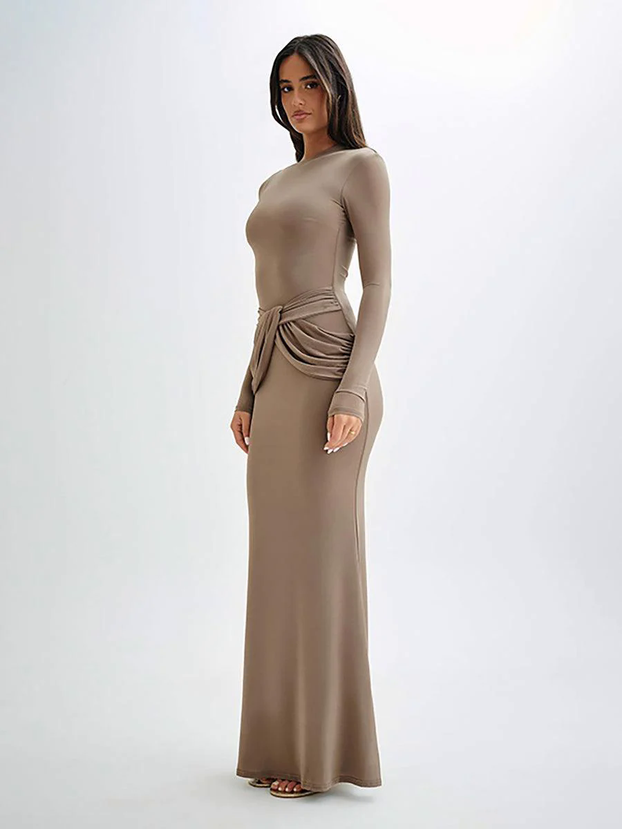 Crew Neck Solid Long Sleeve Corss Prom Dress MYC2018