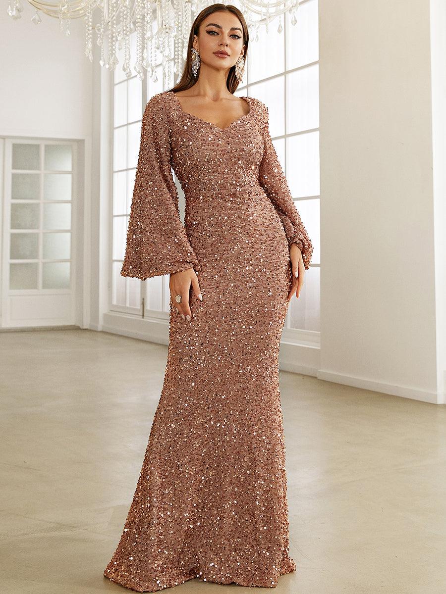 Sequin Bell Sleeve Mermaid Dress M02010