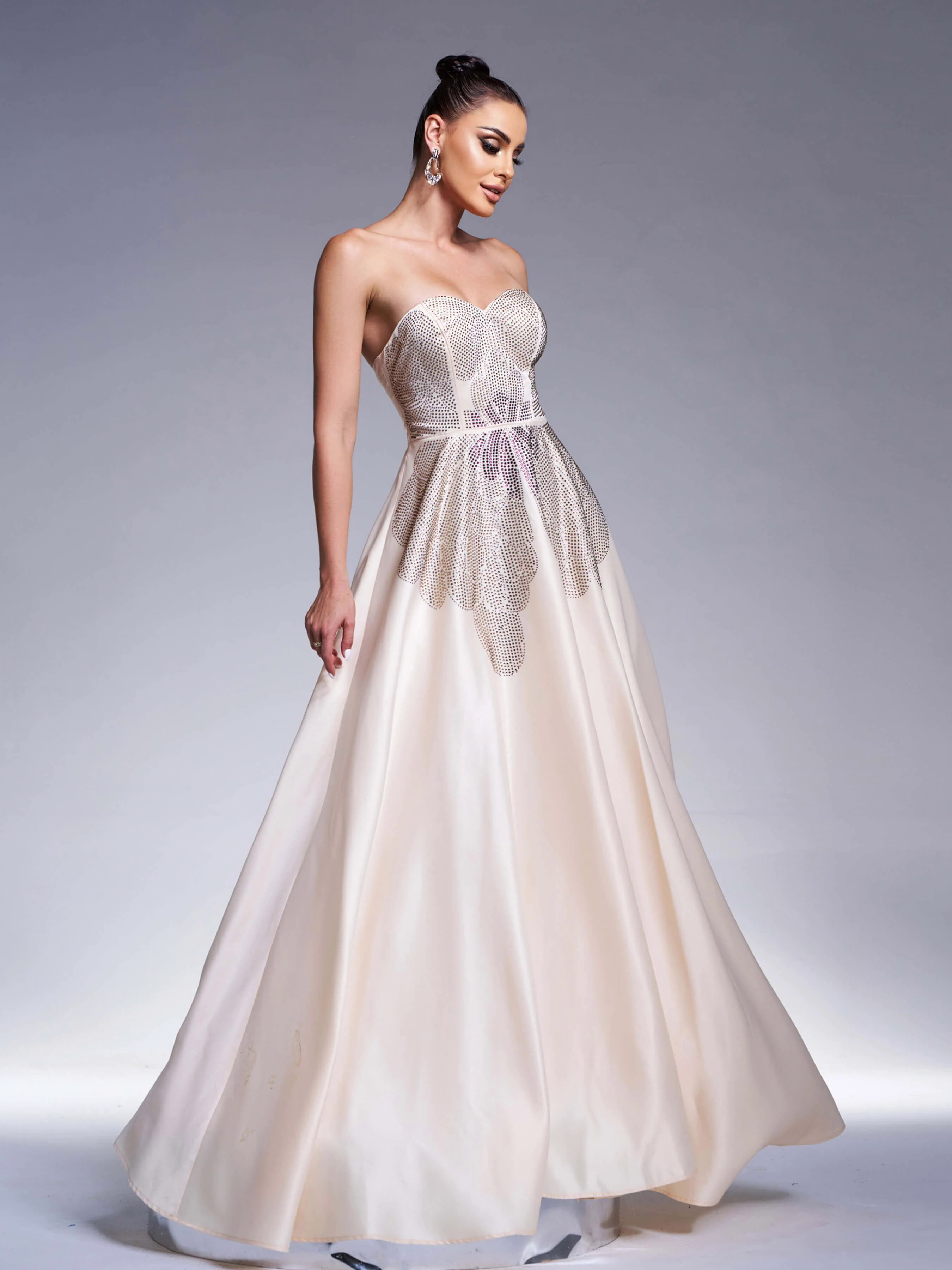 Strapless Rhinestone Corset Prom Dress RJ11900