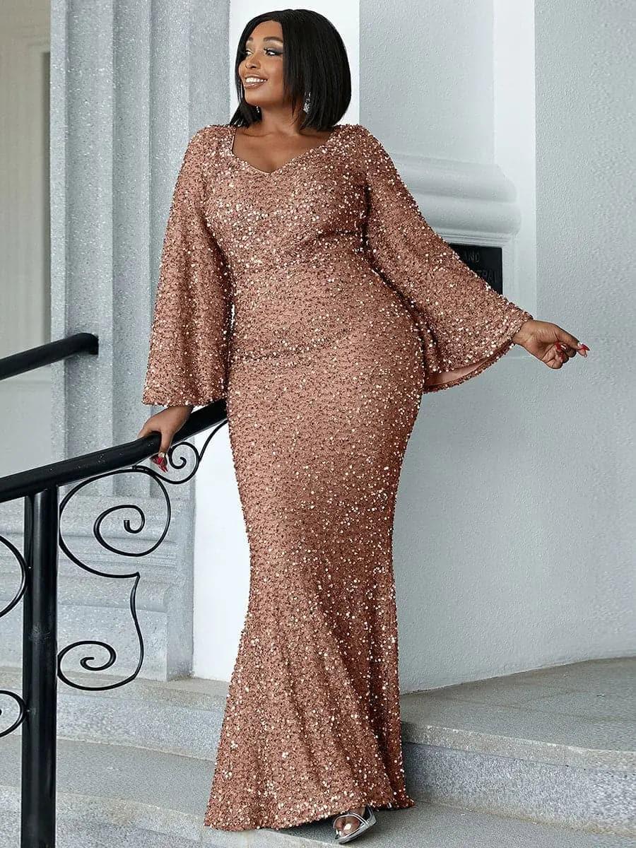 Sequin Bell Sleeve Mermaid Dress M02010