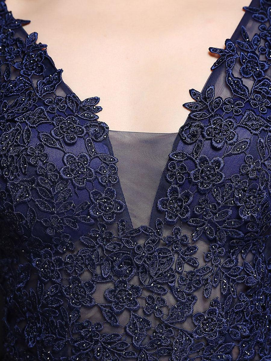 V-neck Sleeveless Embroidered Evening Dress MCW0951