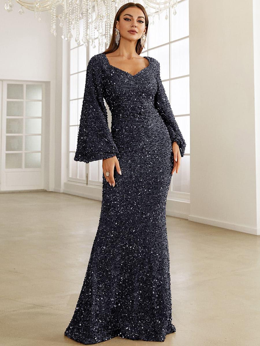 Sequin Bell Sleeve Mermaid Dress M02010
