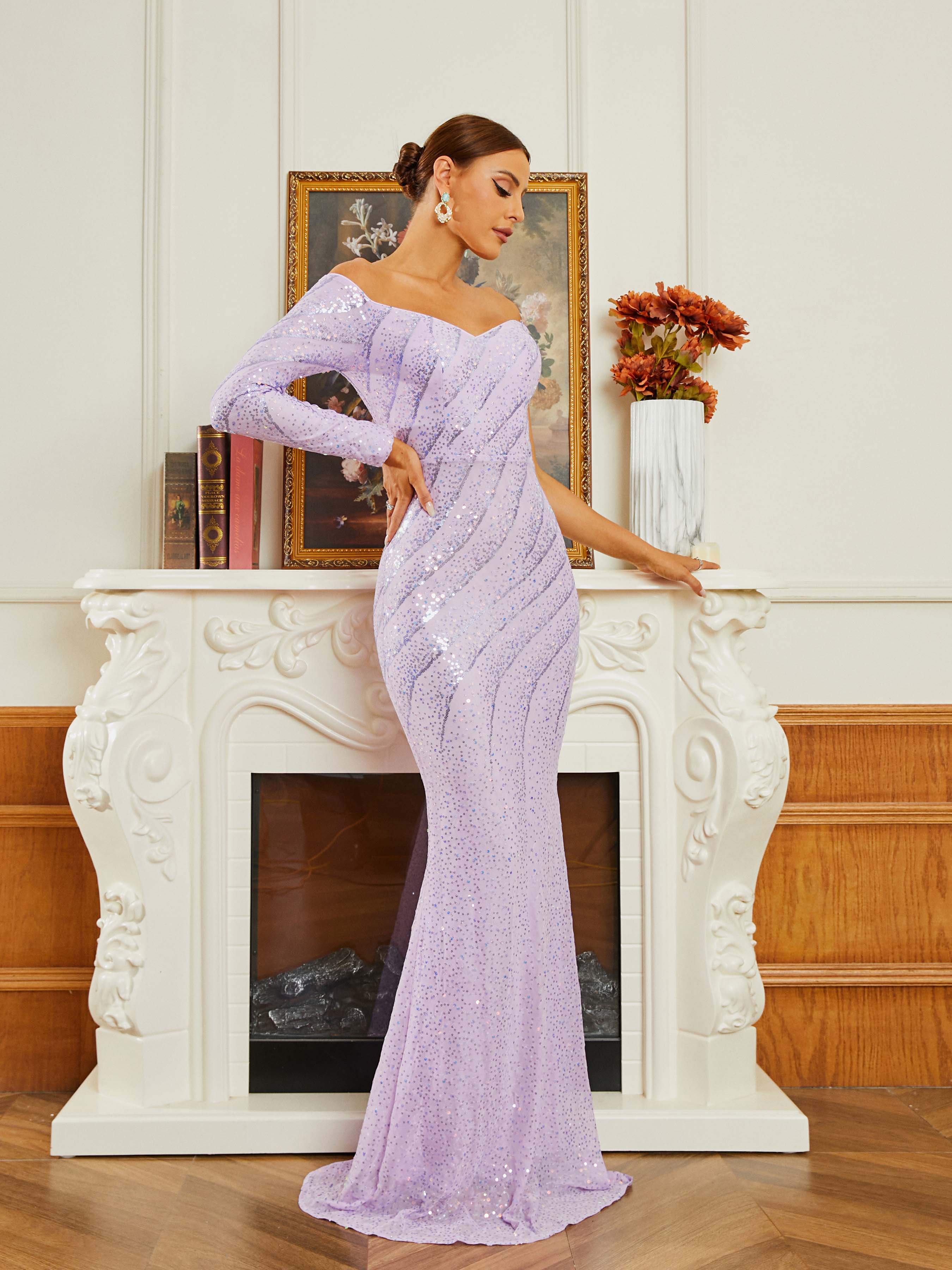 One Shoulder Sequin Mermaid Evening Dress RM20449
