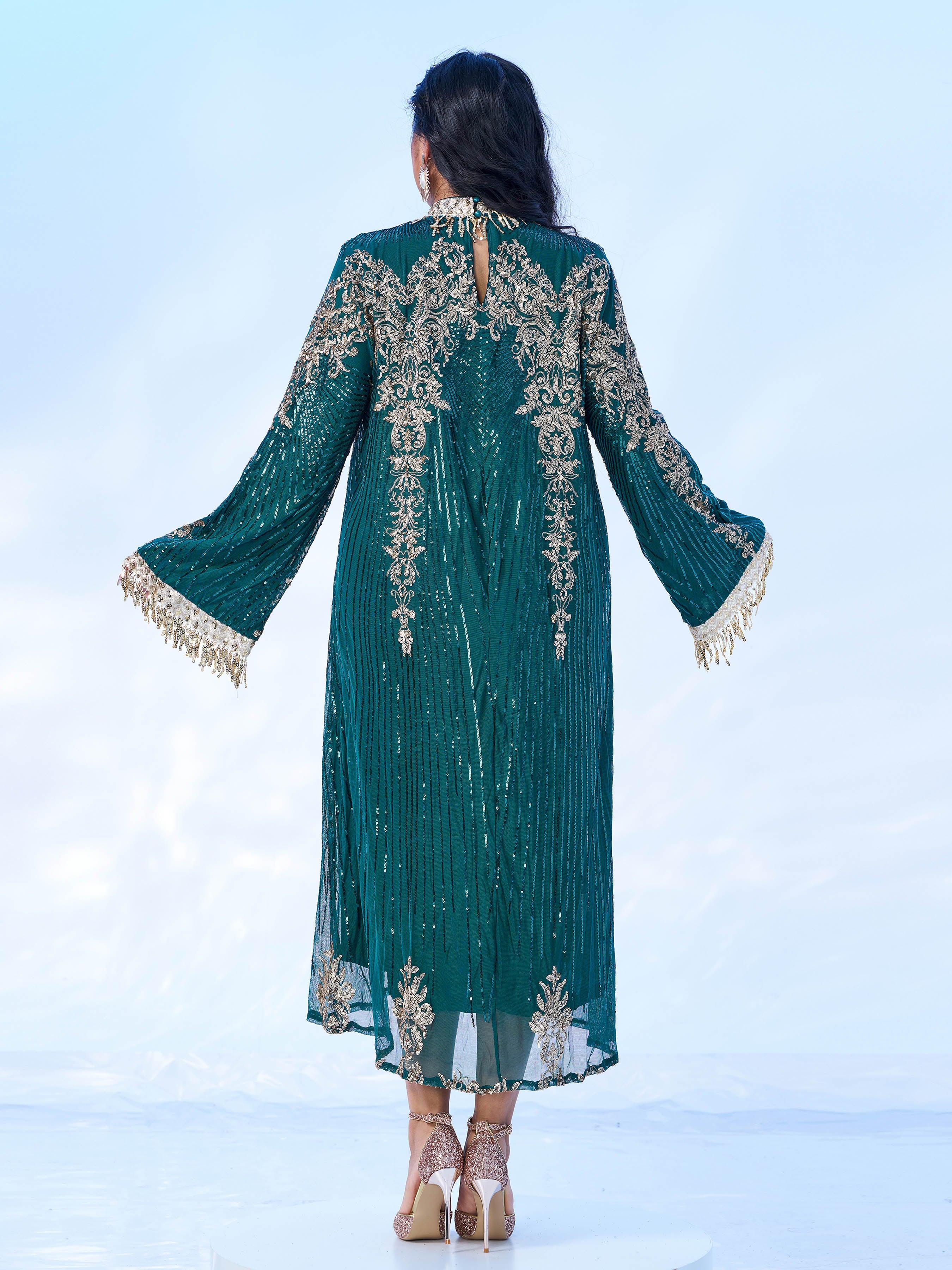 Plus Long Sleeve Sequin Midi Dress PMES00344