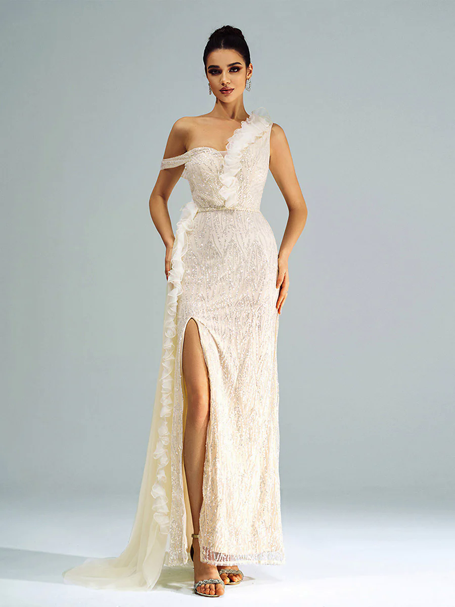 Spaghetti Strap Appliqued Floral Split Dress GM00215