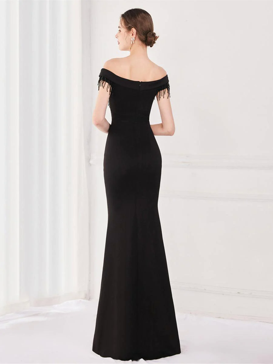 Off Shoulder Fringed Mermaid Prom Dress MYC2009