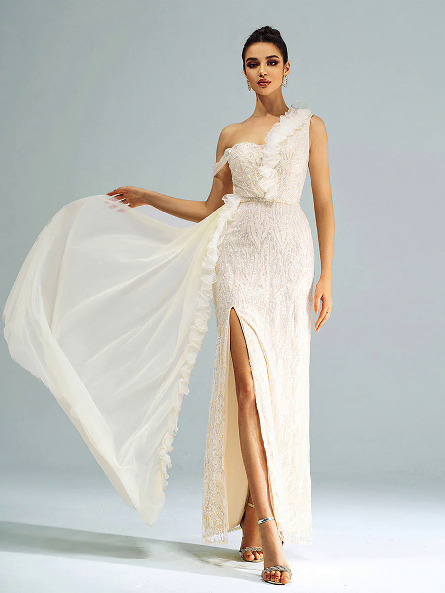 Spaghetti Strap Appliqued Floral Split Dress GM00215