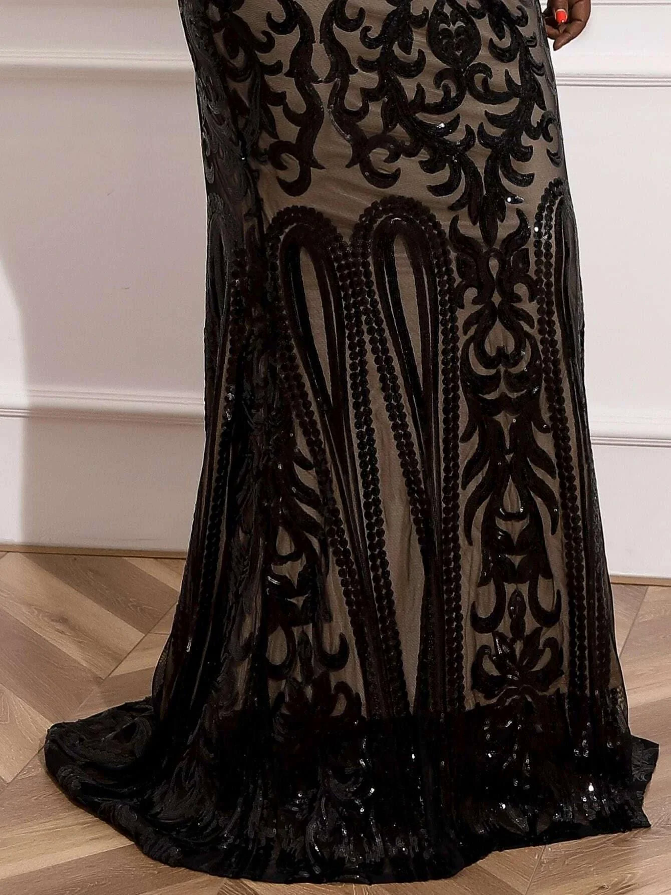 Plus Mermaid Hem Sequin Prom Dress P0017